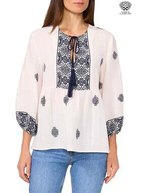 Two By Vince Camuto NWT Windswept Wonder Classic Navy Viscose Top. Size XS